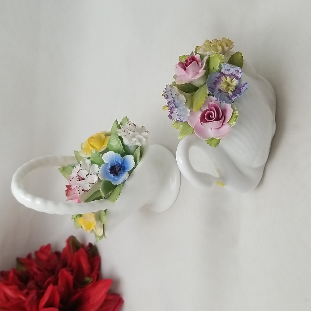 Royal Adderley Floral Bone China Swan & Basket